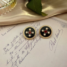 Load image into Gallery viewer, Handmade Enamel Pearl Rhinestones Stud Earrings
