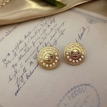 Load image into Gallery viewer, Handmade Enamel Pearl Rhinestones Stud Earrings
