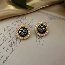 Load image into Gallery viewer, Handmade Enamel Pearl Rhinestones Stud Earrings
