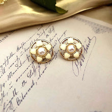 Load image into Gallery viewer, Handmade Enamel Pearl Rhinestones Stud Earrings
