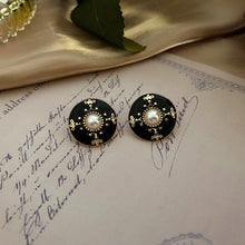 Load image into Gallery viewer, Handmade Enamel Pearl Rhinestones Stud Earrings
