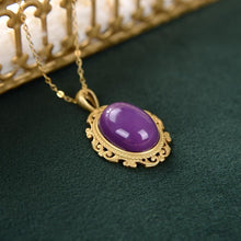 Load image into Gallery viewer, 925 Silver Inlaid Natural Purple Mica Pendant Necklace Vintage Retro Bohemian Charm Luxury Women&#39;s Jewelry
