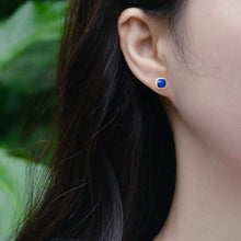 Load image into Gallery viewer, New Silver Inlaid Natural Lapis Lazuli Earrings Elegant Unique Luxury Gilt Charm Women&#39;s Jewelry
