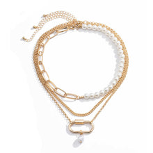 Load image into Gallery viewer, Designer Multilayer Baroque Pearl Beaded Chain Pendant Necklace
