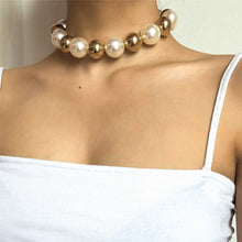 Load image into Gallery viewer, Liberty Punk Chunky Acrylic &amp; Pearl Beaded Choker Necklace
