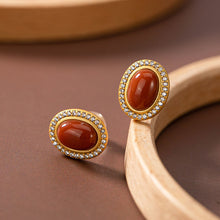 Load image into Gallery viewer, Silver Inlaid Natural Fine Southern Red Agate Earrings Exquisite and Elegant Ladies Jewelry
