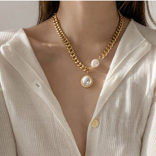 Load image into Gallery viewer, Minimalist Cuban Link Chain Baroque Irregular Pearl Charm Pendant Choker Necklace
