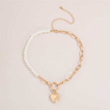 Load image into Gallery viewer, Designer Gothic Baroque Pearl Beaded Link Heart Pendant Necklace
