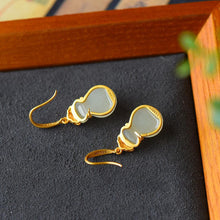 Load image into Gallery viewer, Designer Original Unique Craft Natural Fine Jade Lucky Bag Shape Earrings Elegant Retro Style Ladies Jewelry
