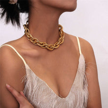 Load image into Gallery viewer, Punk Lock Choker Necklace Chunky Thick Aluminum Chain Necklace
