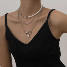 Load image into Gallery viewer, Designer Multilayer Baroque Pearl Beaded Chain Pendant Necklace
