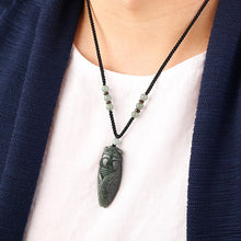 Load image into Gallery viewer, Lokaloca Handcrafted Natural Dark Green HeTian Jade Cicada 
Pendant Necklace
