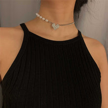 Load image into Gallery viewer, Designer Baroque Pearl Beaded  Lover Heart Pendant Choker Necklace
