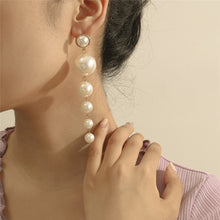 Load image into Gallery viewer, Luxury Design Imitation Pearl Beaded Long Drop Earrings for Ladies
