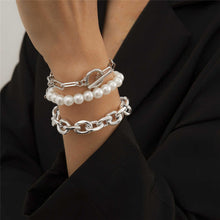 Load image into Gallery viewer, Nostalgia 3Pcs/Set Cuban Link Toggle Clasp Pearl Beaded Bracelets Set
