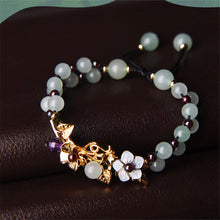 Load image into Gallery viewer, Lokaloca Handcrafted Natural Jade Beaded Blossom Charm Bracelet
