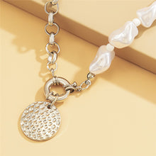 Load image into Gallery viewer, Rendezvous Half Chain Half Baroque Pearl Coin Pendant Choker Necklace
