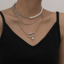 Load image into Gallery viewer, Designer Multilayer Baroque Pearl Beaded Chain Pendant Necklace
