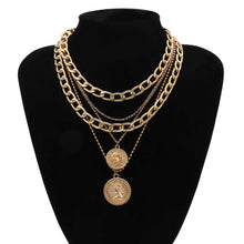 Load image into Gallery viewer, Byzantine Queen Coin Pendant Necklace Punk Miami Cuban Link Chain Choker
