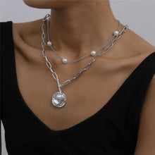 Load image into Gallery viewer, Old Dream Double Layer Gothic Baroque Pearl Coin Pendant Choker Necklace
