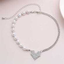 Load image into Gallery viewer, Designer Baroque Pearl Beaded  Lover Heart Pendant Choker Necklace
