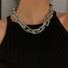 Load image into Gallery viewer, Twisted Gothic Punk Chain Necklace Hip Hop Chunky Thick Square Link Necklace
