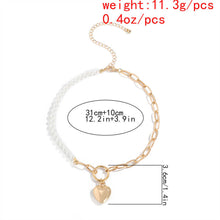 Load image into Gallery viewer, Designer Gothic Baroque Pearl Beaded Link Heart Pendant Necklace
