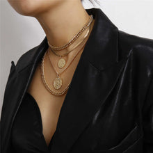 Load image into Gallery viewer, Multi Layer Punk Miami Cuban Coin Pendant Choker Necklace Vintage Chunky Chain Necklace
