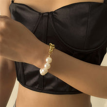 Load image into Gallery viewer, Luxury Royal Punk Pearl Beaded Lock Chain Aluminum Link Bracelet
