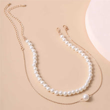 Load image into Gallery viewer, Double Layer Minimalist Pearl Beaded Pendant Choker Necklace for Women
