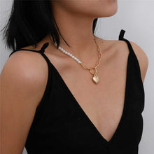 Load image into Gallery viewer, Designer Gothic Baroque Pearl Beaded Link Heart Pendant Necklace
