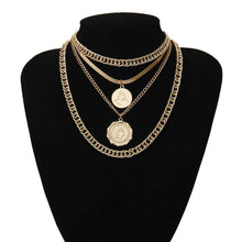 Load image into Gallery viewer, Multi Layer Punk Miami Cuban Coin Pendant Choker Necklace Vintage Chunky Chain Necklace
