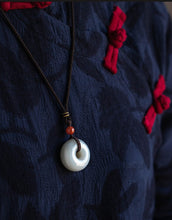 Load image into Gallery viewer, Lokaloca Handcrafted Natural Hetian Jade Lucky Donut Pendant Necklace
