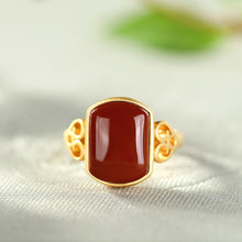 Load image into Gallery viewer, Silver Inlaid Southern Red Agate Stone Retro Elegant Auspicious Women&#39;s Ring
