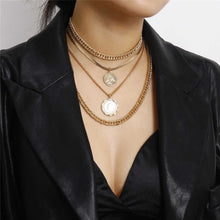 Load image into Gallery viewer, Multi Layer Punk Miami Cuban Coin Pendant Choker Necklace Vintage Chunky Chain Necklace
