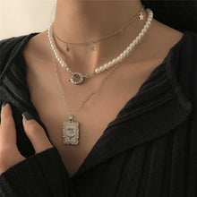 Load image into Gallery viewer, Reminisce Vintage Multilayer Star Charm Pearl Beaded Rose Pendant Choker Necklace
