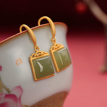 Load image into Gallery viewer, Lokaloca Silver Natural Fine Jade Earrings
