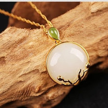 Load image into Gallery viewer, New Silver Inlaid Natural Fine White Jade Pendant Necklace Vintage Style Retro Unique Craft Women&#39;s Brand Jewelry
