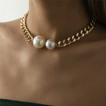 Load image into Gallery viewer, Vintage Cuban Link Chain Gothic Pearl Charm Choker Necklace
