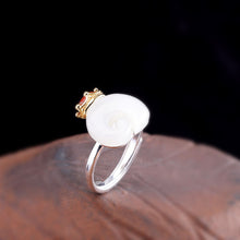 Load image into Gallery viewer, Lokaloca Silver Inlaid White Jade Red Agate Fortune Elephant Resizable  Ring
