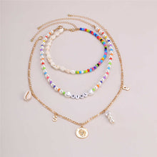 Load image into Gallery viewer, Boho Multilayer Pearl Beaded Coin Pendant Choker Necklace
