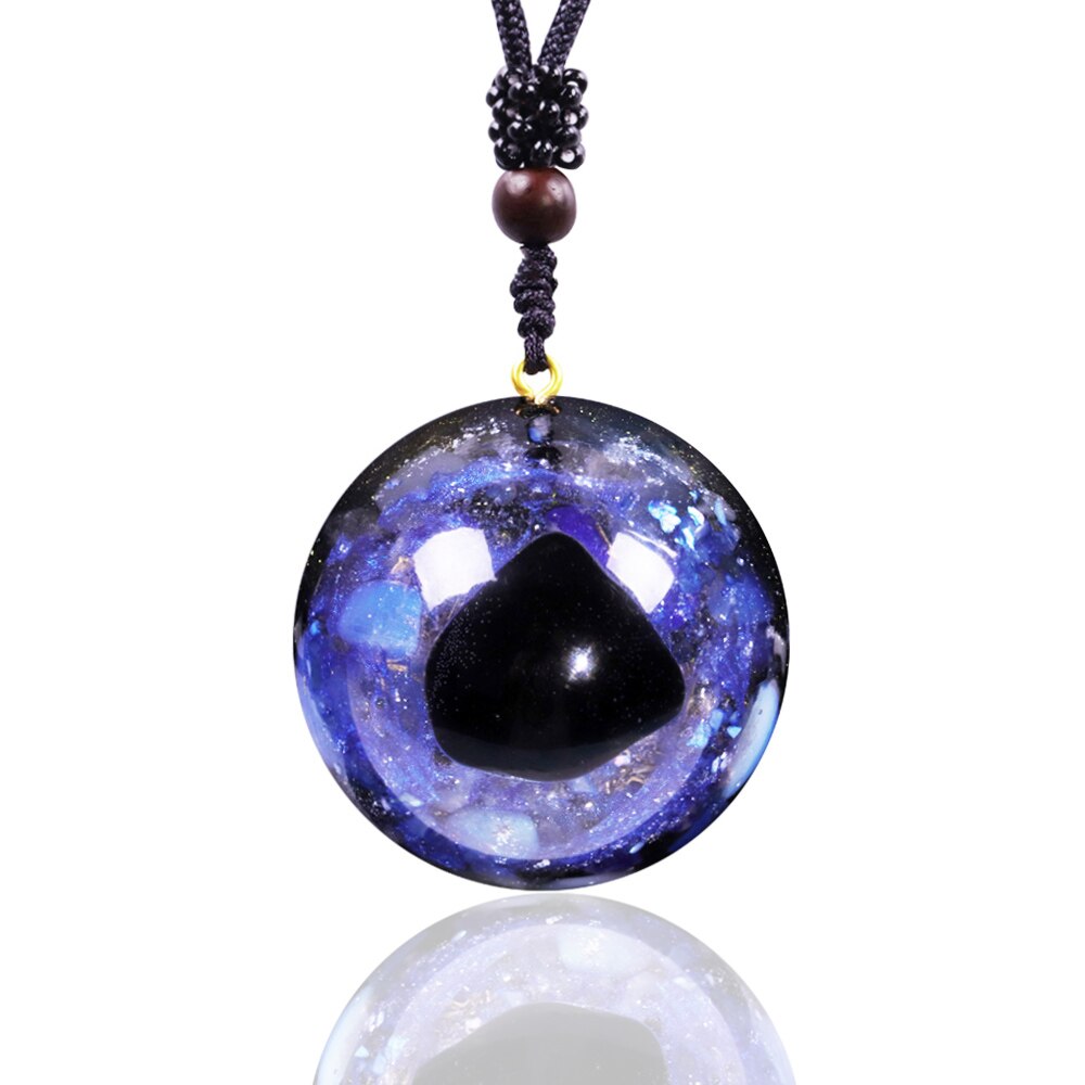 Artisan Handcrafted Natural Obsidian Opal Orgone Pendant Healing Energy Necklace