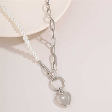 Load image into Gallery viewer, Designer Gothic Baroque Pearl Beaded Link Heart Pendant Necklace
