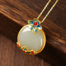 Load image into Gallery viewer, Natural Fine White Jade Drop Pendant Necklace Vintage Retro Style Elegant Silver Jewelry
