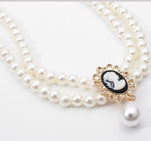 Load image into Gallery viewer, Double Layered Pearl Beaded Pendant Choker Necklace For Ladies
