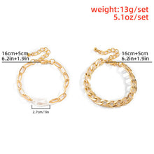 Load image into Gallery viewer, 2Pcs/Set Unique Design Baroque Pearl Cuban Link Chain Charm Bracelet
