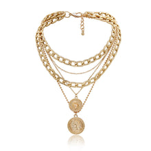 Load image into Gallery viewer, Byzantine Queen Coin Pendant Necklace Punk Miami Cuban Link Chain Choker
