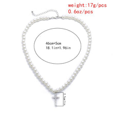 Load image into Gallery viewer, Minimalist Pearl Beaded Chain Cross Pendant Choker Necklace
