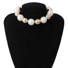 Load image into Gallery viewer, Big Size Imitation Pearl Beaded Statement Necklace Choker for Ladies
