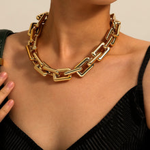 Load image into Gallery viewer, Twisted Gothic Punk Chain Necklace Hip Hop Chunky Thick Square Link Necklace
